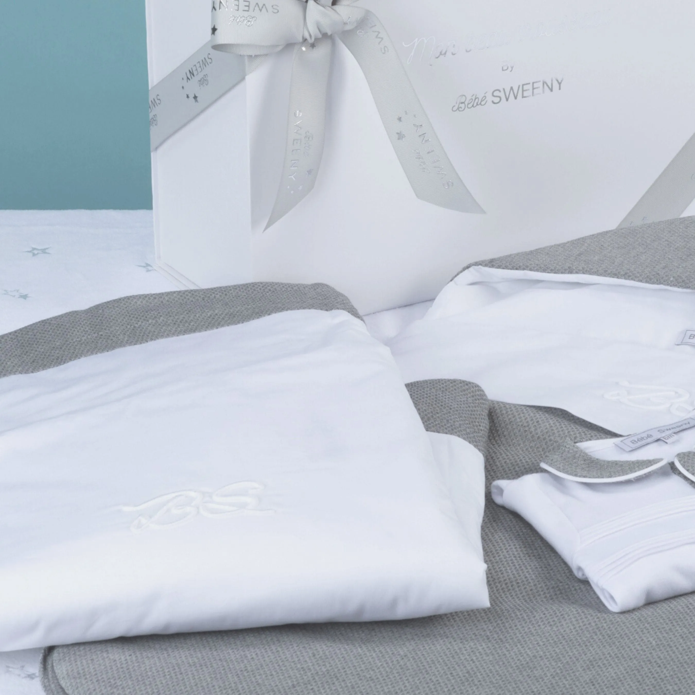 Mon Beau Trousseau | Boys White & Grey Cotton Blanket