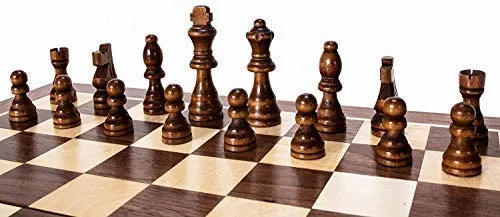 Naayaab Craft Wooden Chess Board With 32 Pawns, Indoor Mind Board Games - (10 Inch), Big Kid