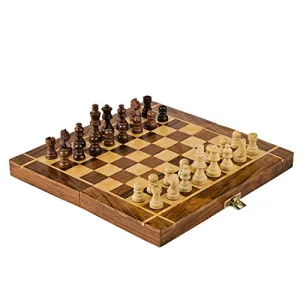 Naayaab Craft Wooden Chess Board With 32 Pawns, Indoor Mind Board Games - (10 Inch), Big Kid