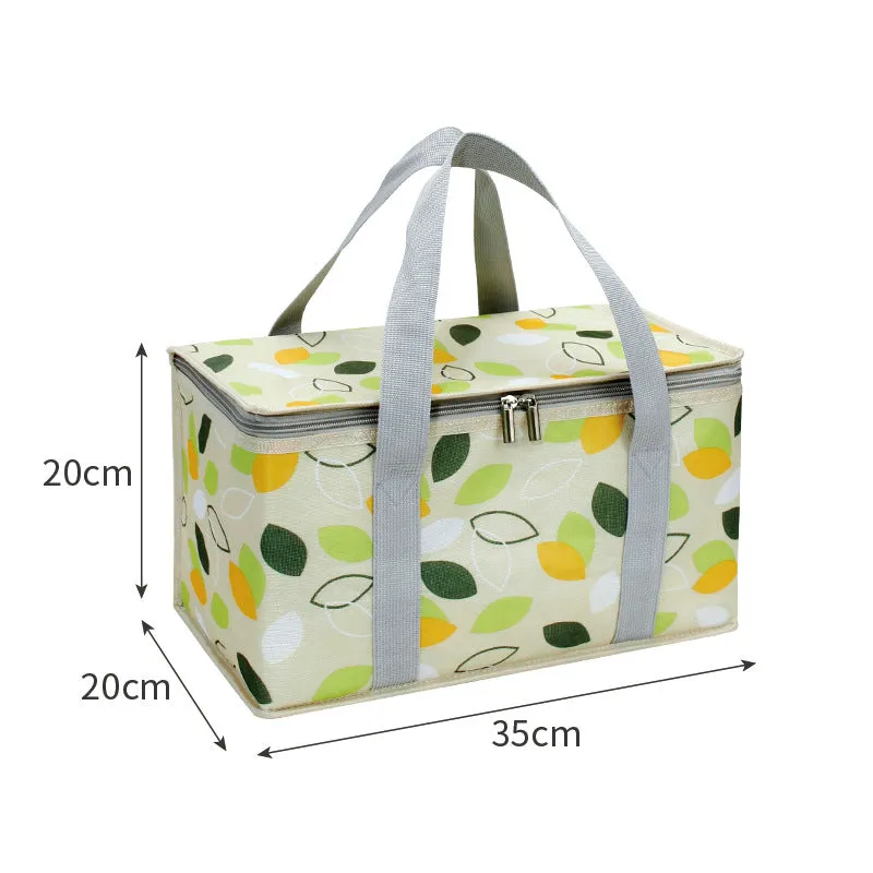 Outdoor Picnic Bag Thickened Aluminum Film Folding Picnic Basket Portable Lunch Bag Camping Moisture-Proof Picnic Mat