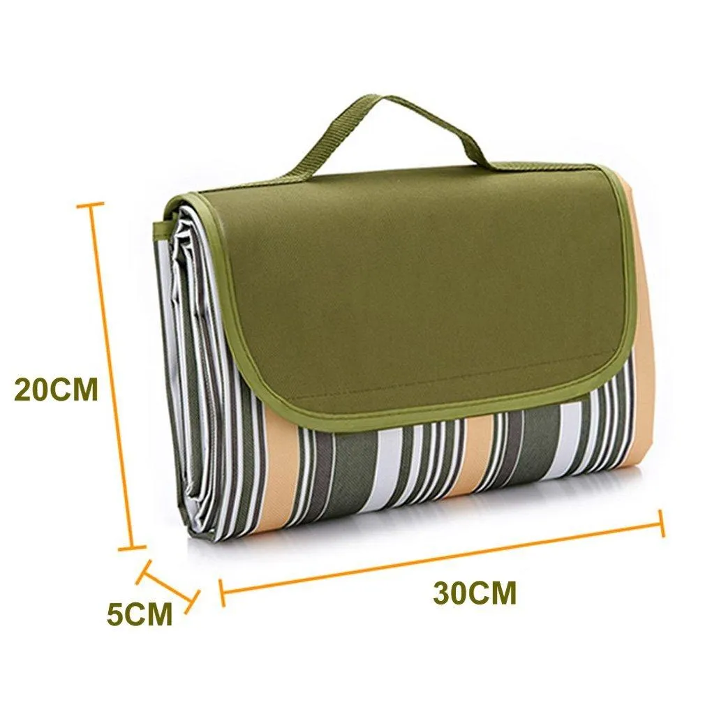 Outmall Beach Blanket, Portable Foldable Waterproof Sandproof Mat Outdoor Travel Camping Picnic Blanket Tote for BBQ Hiking Backyard Grass Sports and Games - 79&quot; L x 57&quot; W Size (Army Green)