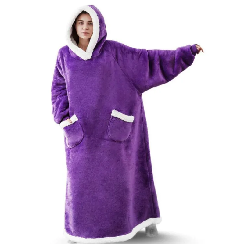 Oversized Thick and Warm Winter Hooded Blanket with Sleeves