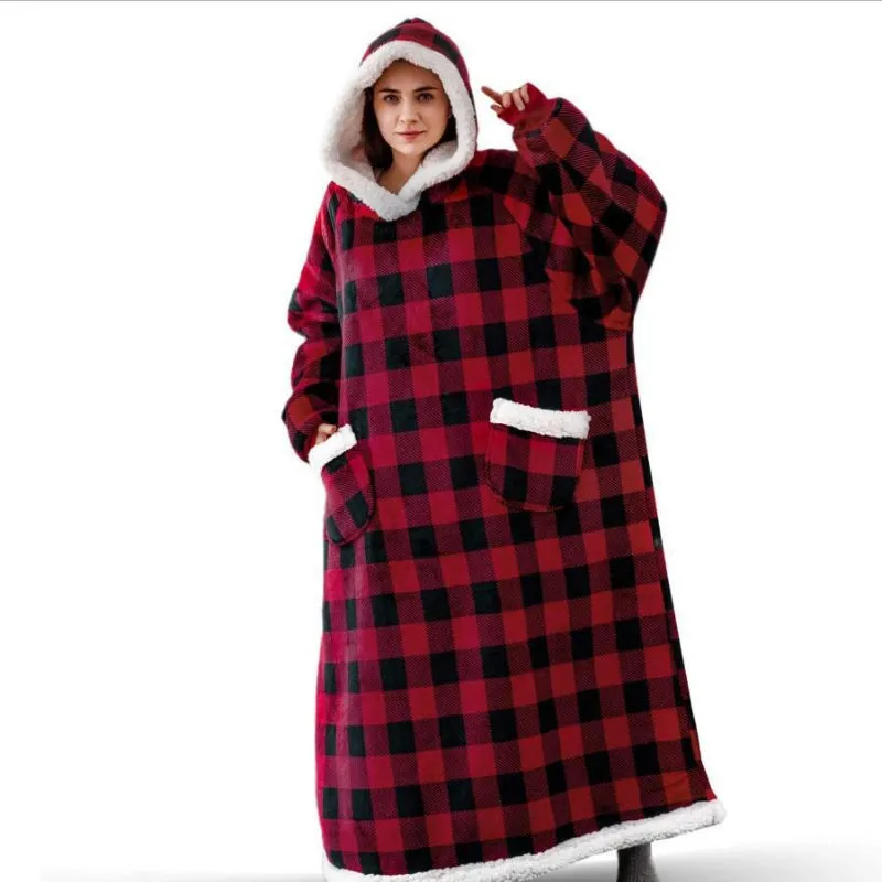 Oversized Thick and Warm Winter Hooded Blanket with Sleeves