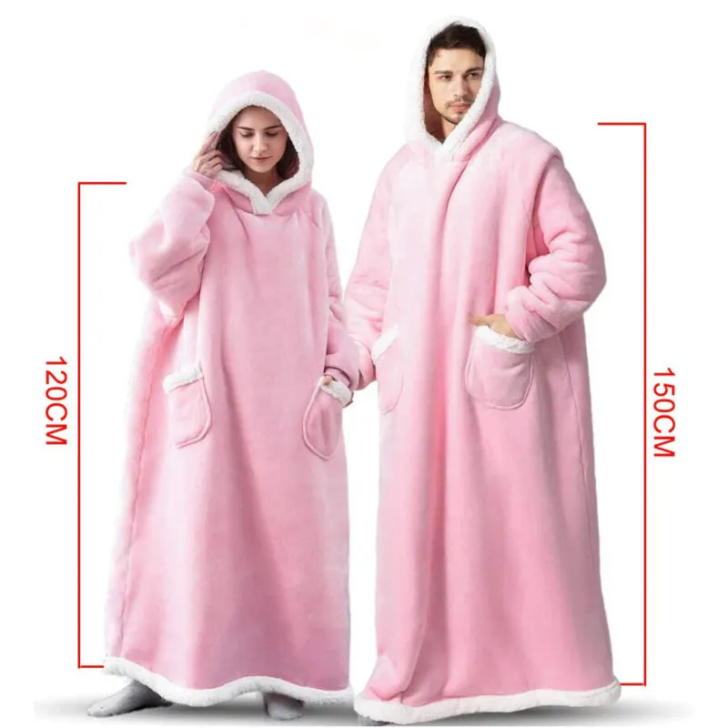 Oversized Thick and Warm Winter Hooded Blanket with Sleeves