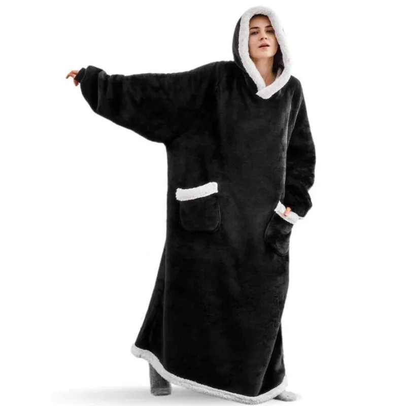 Oversized Thick and Warm Winter Hooded Blanket with Sleeves