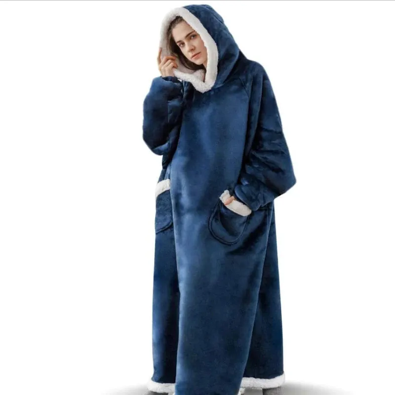 Oversized Thick and Warm Winter Hooded Blanket with Sleeves