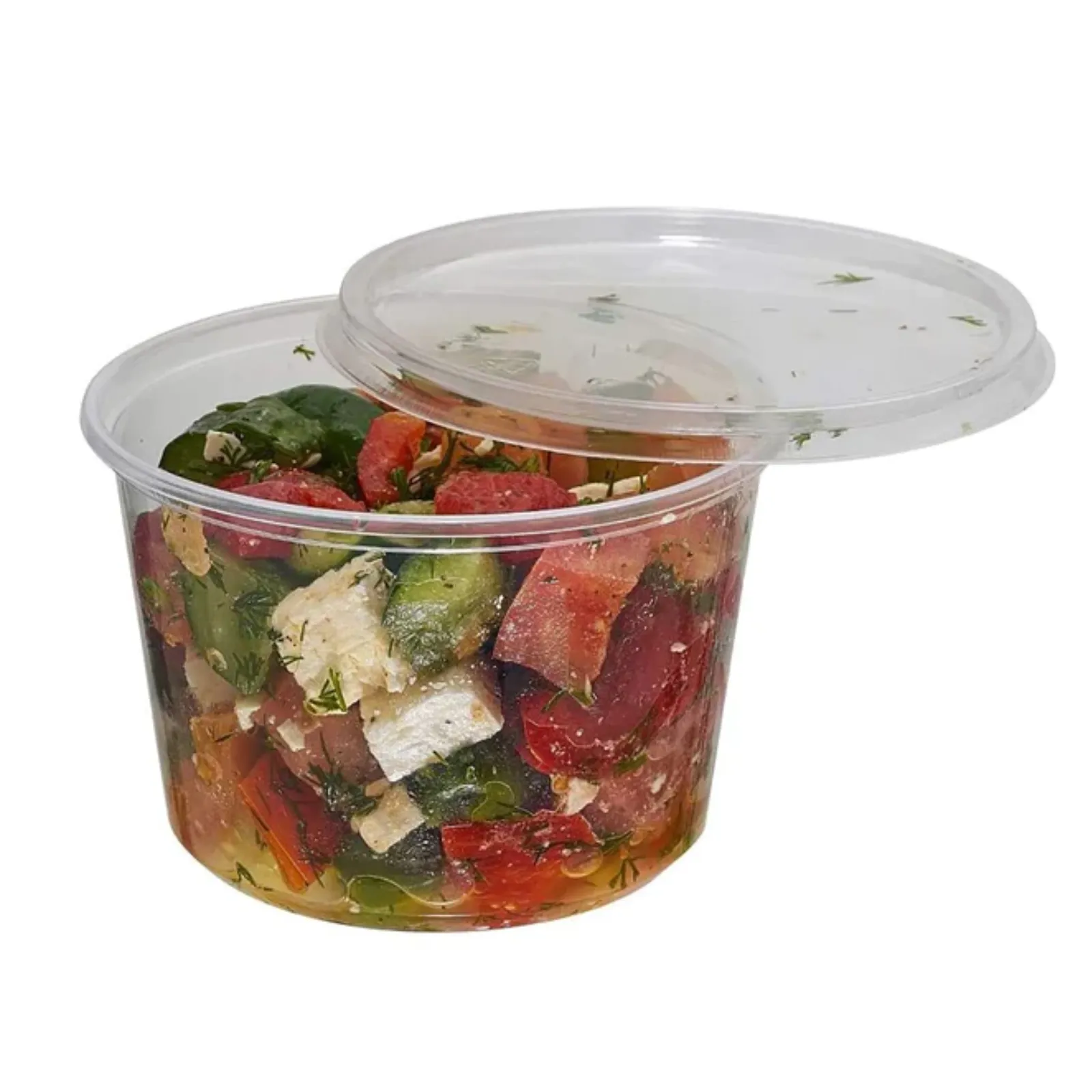 "BULK" Lightweight Clear Plastic Round Deli Container with Lids 16oz