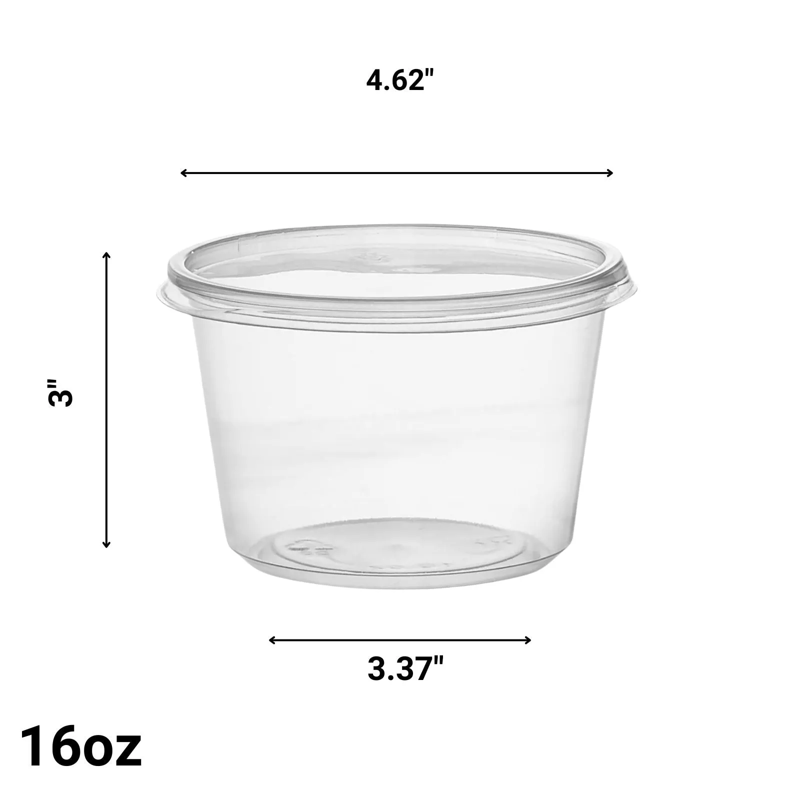 "BULK" Lightweight Clear Plastic Round Deli Container with Lids 16oz