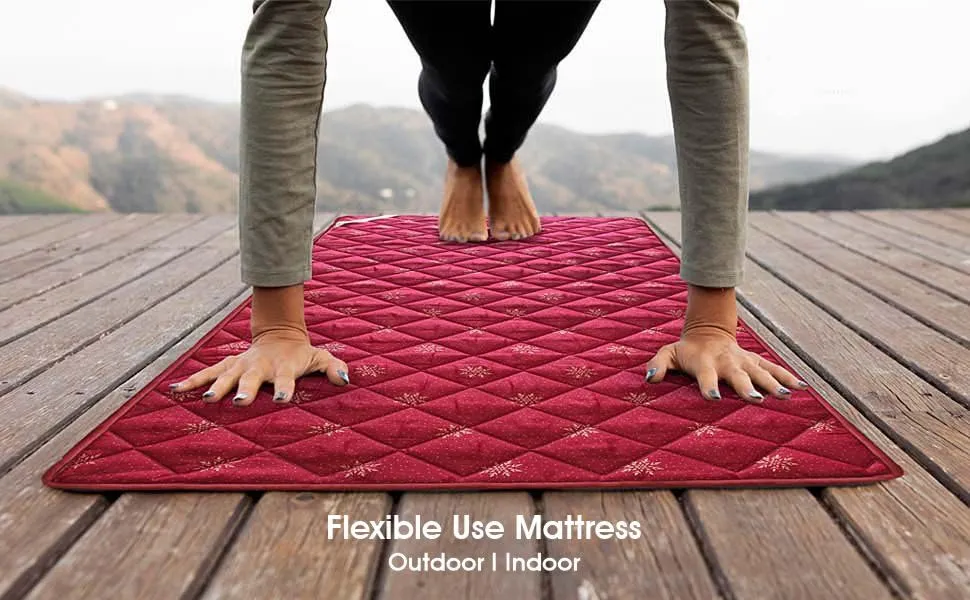 Rhythm Lite 1 Inch Foldable Foam Mattress, Single Size Lightweight Multipurpose Mattress, Useful in Travel, Picnic, Floor Mattress (Red 72x72x1 inch)