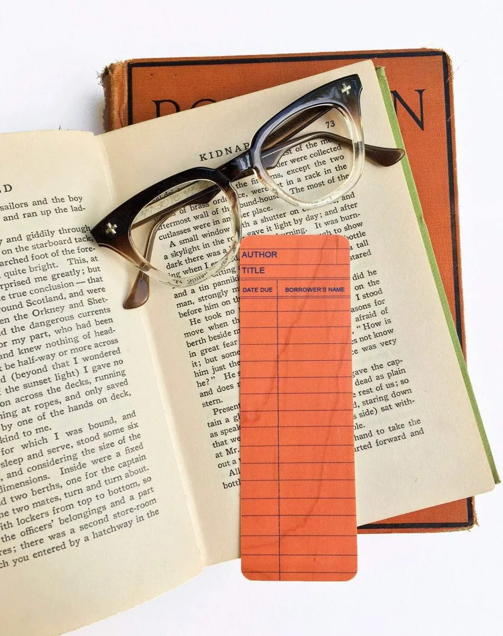 Salmon Library Book Card design - Wood Bookmark