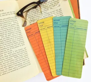 Set of 4 Library Card Eco Friendly Wood Bookmarks