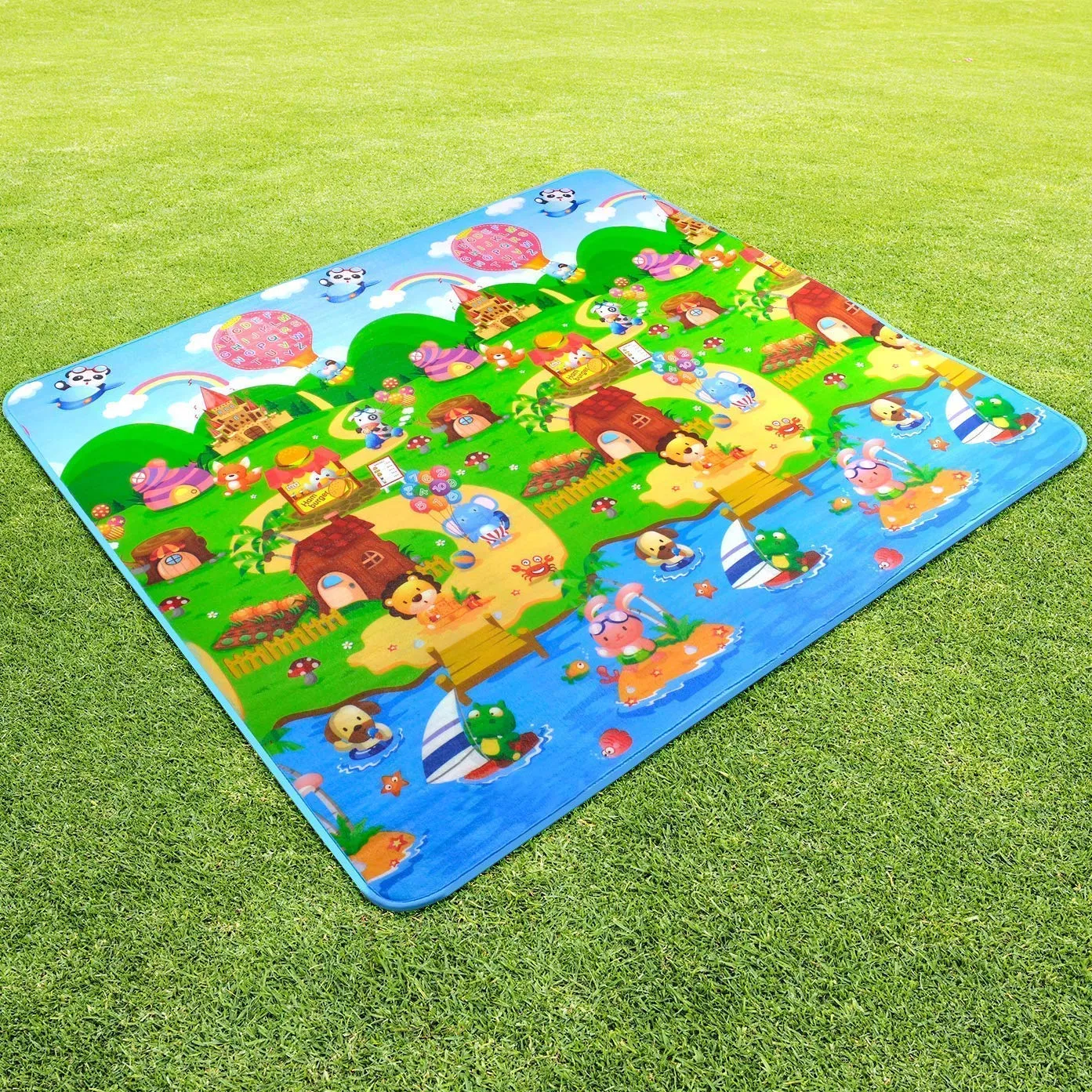 Skylofts Waterproof Double Side Playmat for Babies Crawling Mat for Kids Picnic Baby Mat/Playmat for Kids (Large Size Random Print) with Zip Bag (6feet* 4feet)