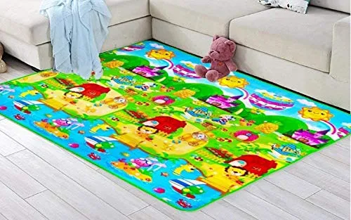 Skylofts Waterproof Double Side Playmat for Babies Crawling Mat for Kids Picnic Baby Mat/Playmat for Kids (Large Size Random Print) with Zip Bag (6feet* 5feet)