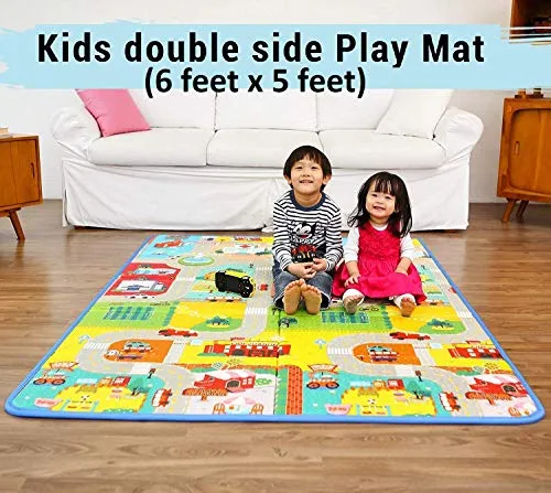 Skylofts Waterproof Double Side Playmat for Babies Crawling Mat for Kids Picnic Baby Mat/Playmat for Kids (Large Size Random Print) with Zip Bag (6feet* 5feet)