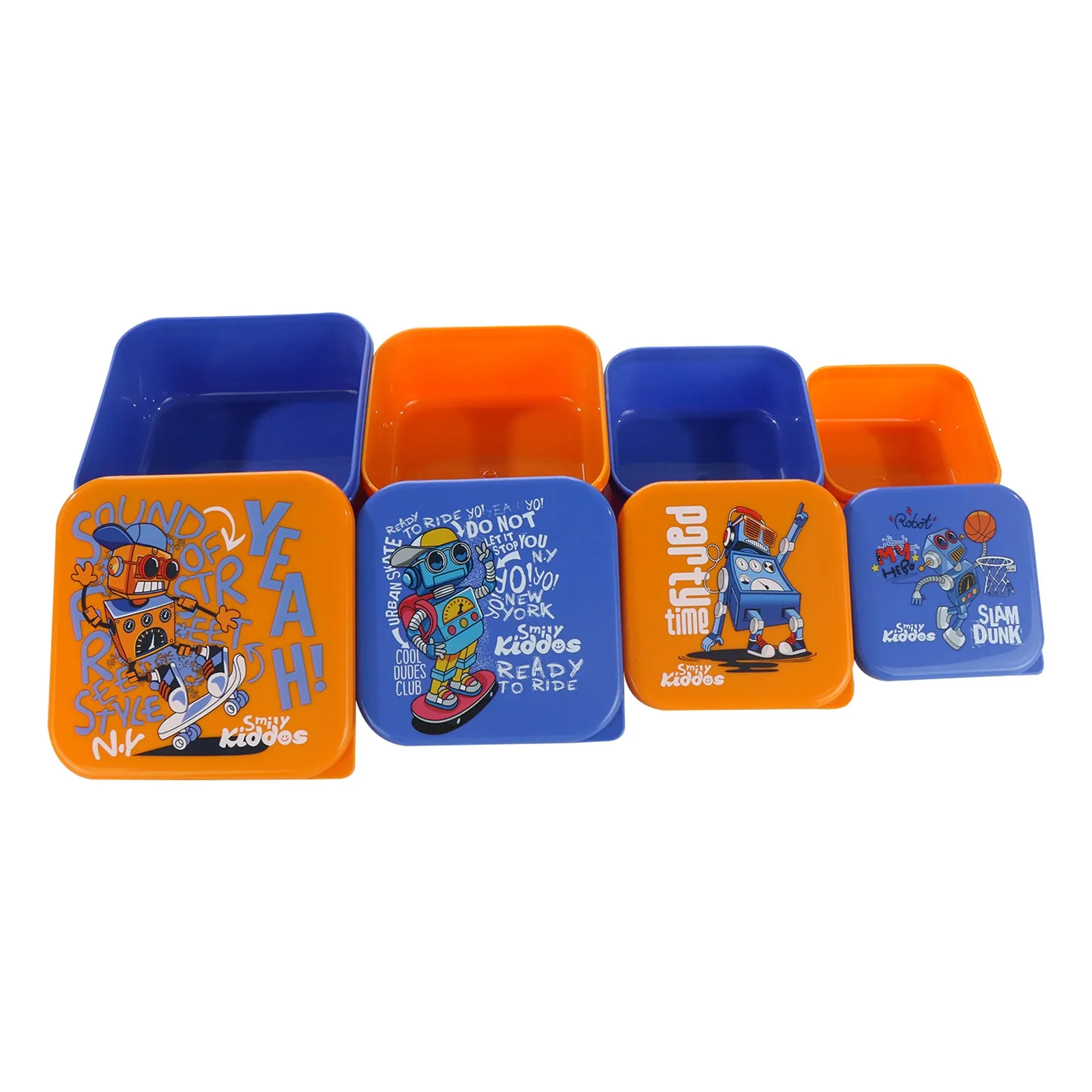 Smily Kiddos 4 in 1 container-Robot Theme Container Set Lunch Box