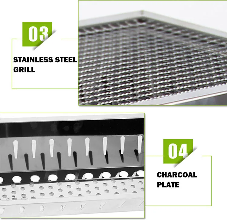 Stainless Steel Portable Outdoor BBQ Barbecue Grill Set Charcoal Kebab Picnic Camping Sets