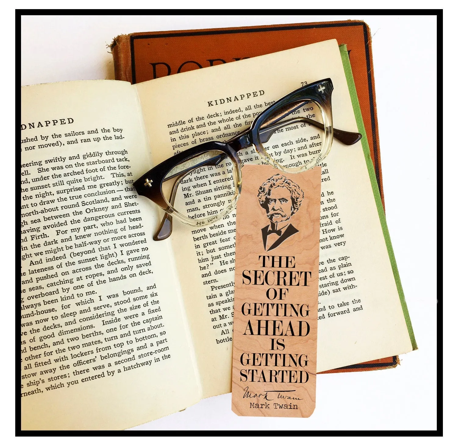 The secret of getting ahead is getting started. -Mark Twain - Wood Bookmark