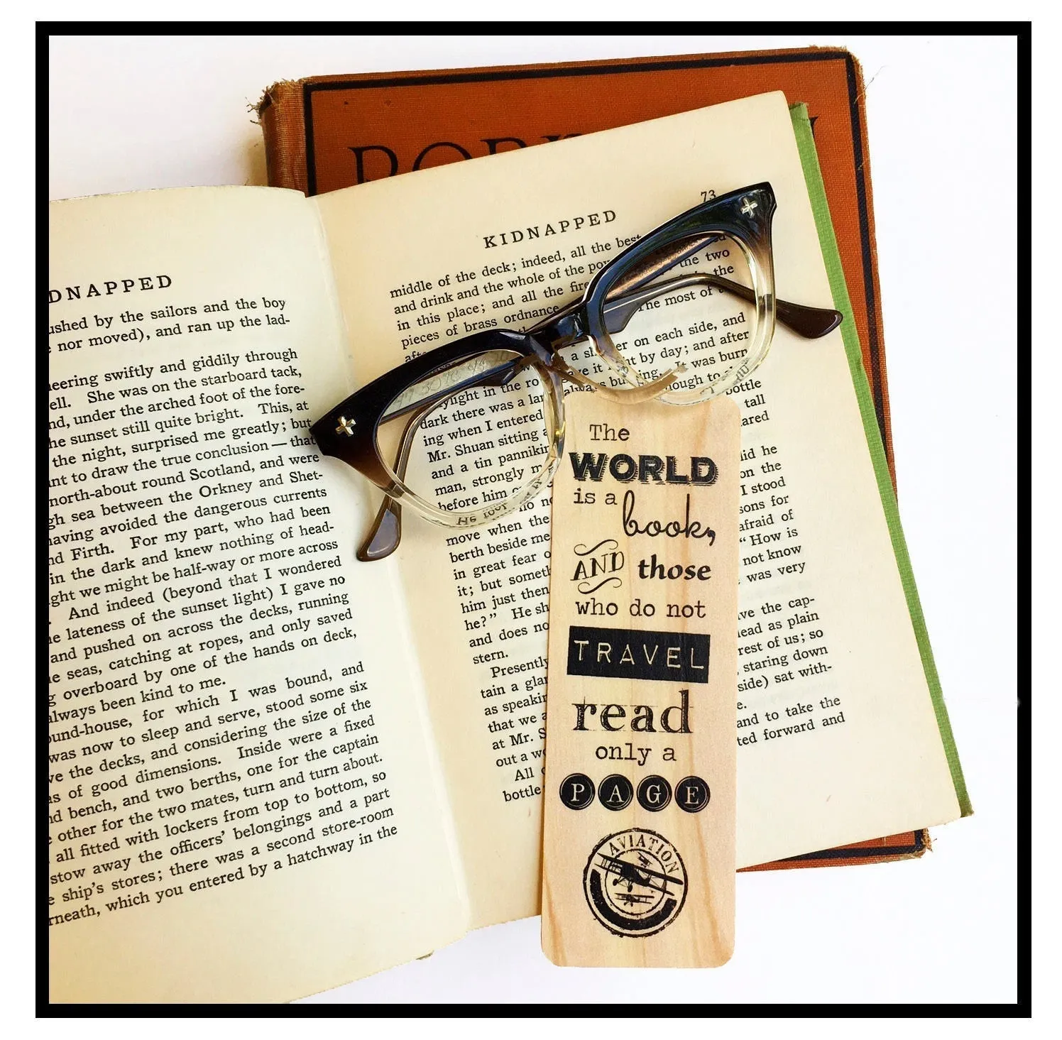 The world is a book, and those who do not travel, read only a page. - Wood Bookmark