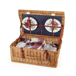 THOMAS B. SWAIN Wicker Picnic Hamper/Basket & Contents