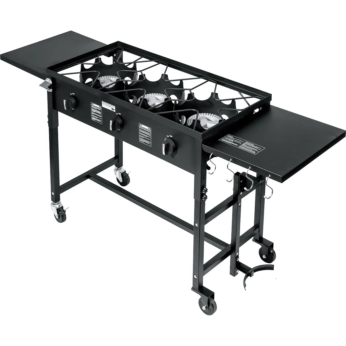 Triple-Burner Stove 87,000 BTU Outdoor Camping Propane Cooking Station 4 Hook