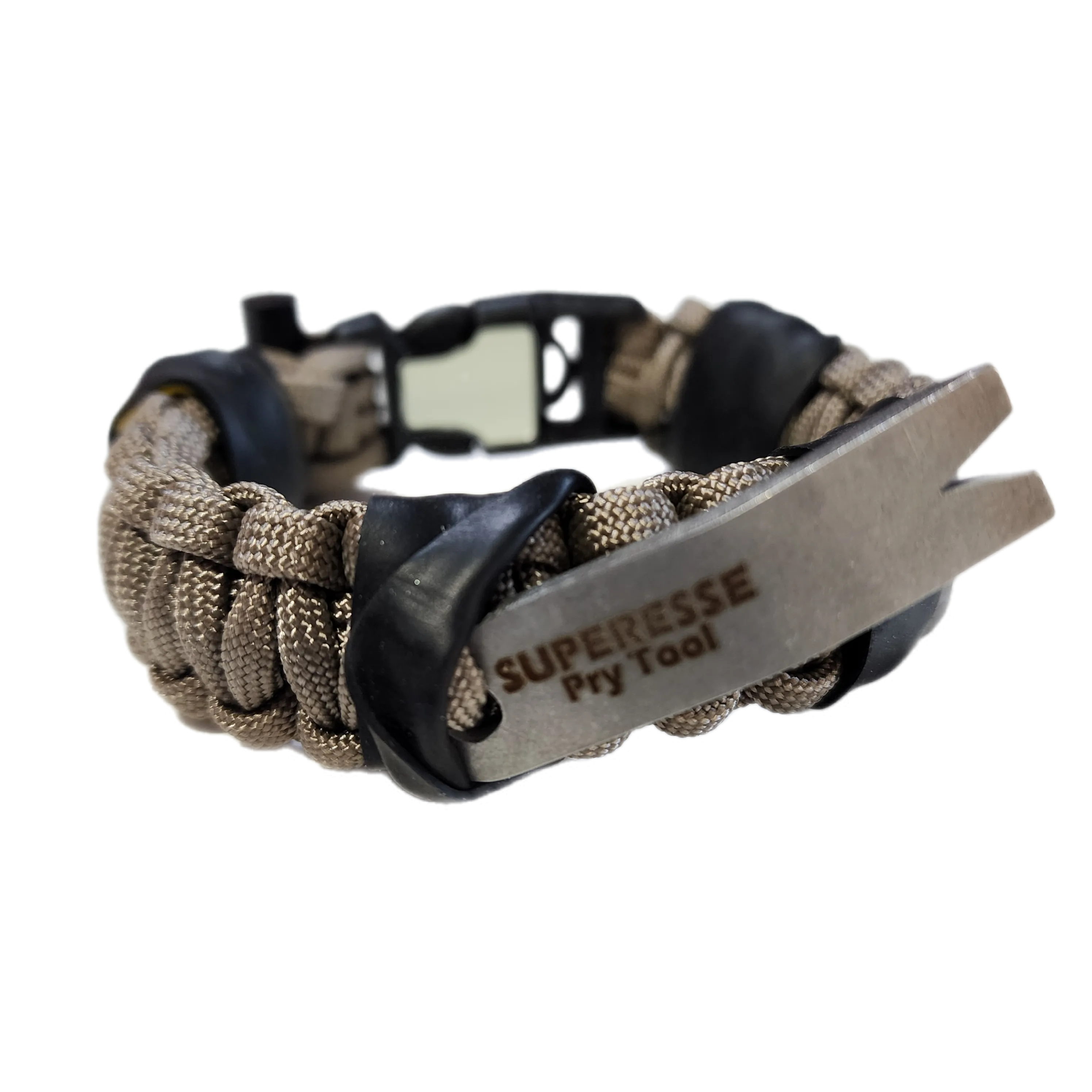 Urban Carry Strap - EDC Bracelet with Pry Bar, Firestarter, Kevlar Saw and Cuff Key or LED Flashlight.