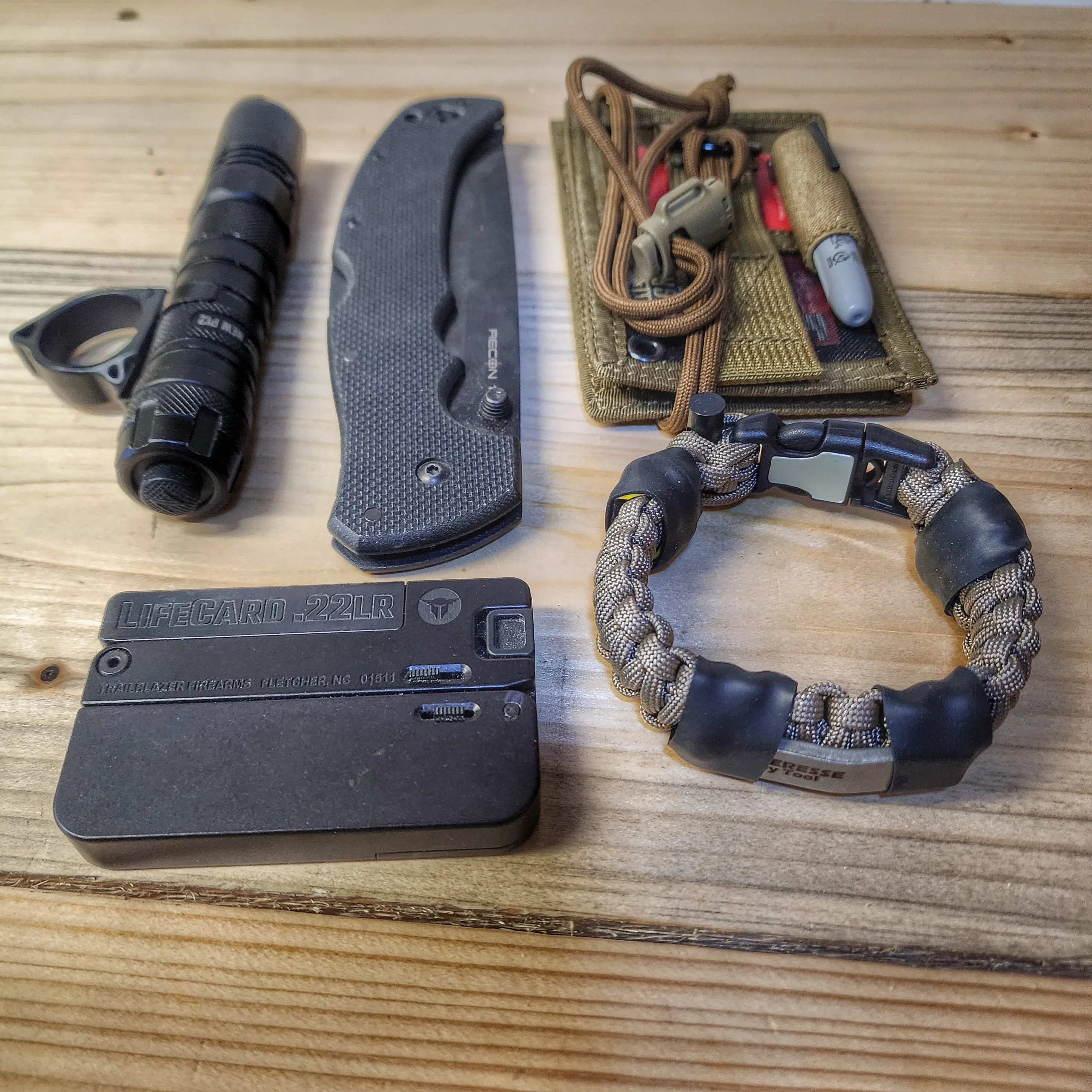 Urban Carry Strap - EDC Bracelet with Pry Bar, Firestarter, Kevlar Saw and Cuff Key or LED Flashlight.