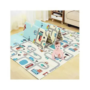 Waterproof & Foldable Baby Crawling Play Mat with Reversible Design - (Assorted Color & Print Design)