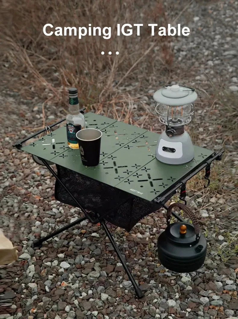 WESTTUNE Camping Table with IGT Stove Portable Aluminum Alloy Folding Table with Accessories Multifunctional Outdoor Tables