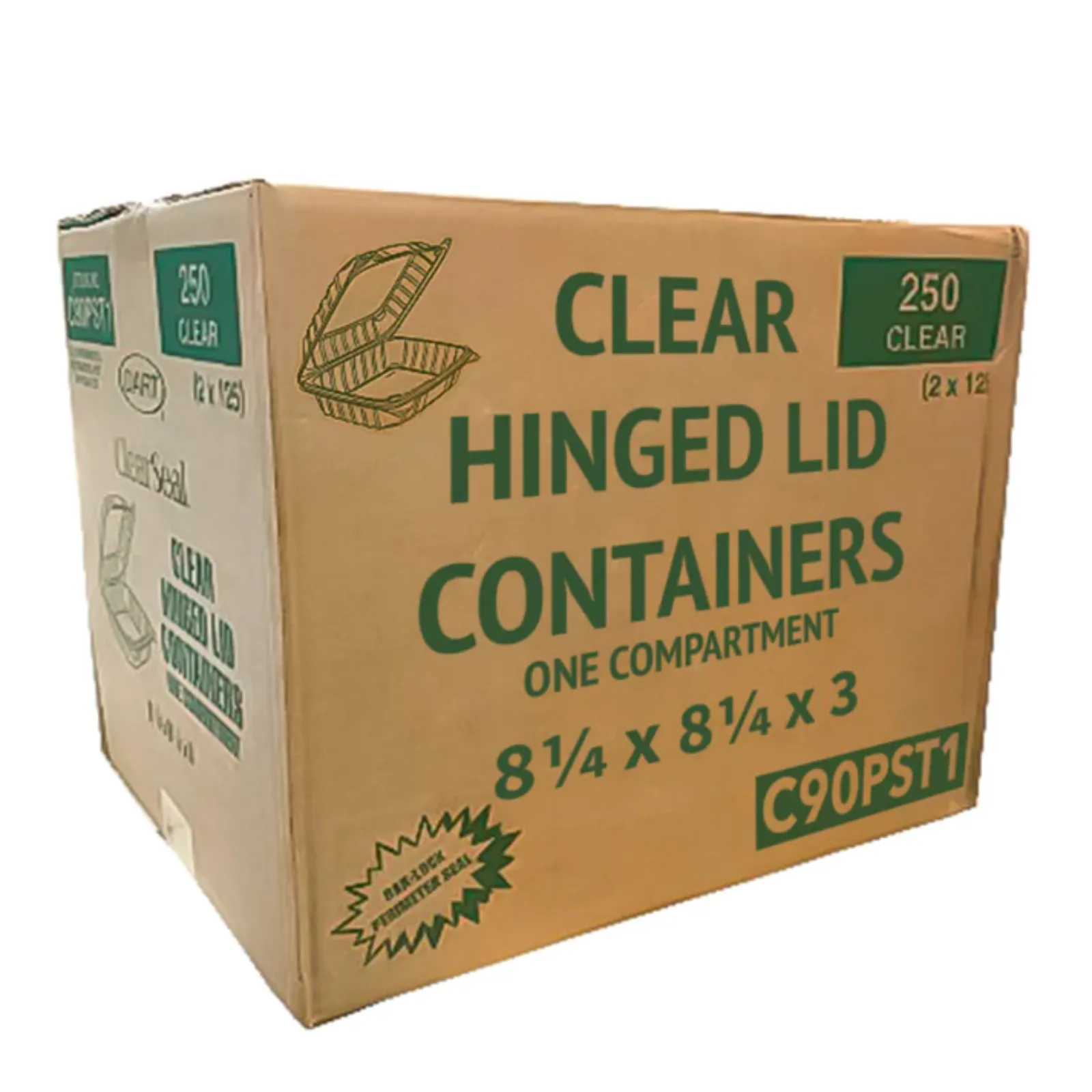 *WHOLESALE* DART Model # C90PST1| ClearSeal Hinged Lid Container | 250 ct/case