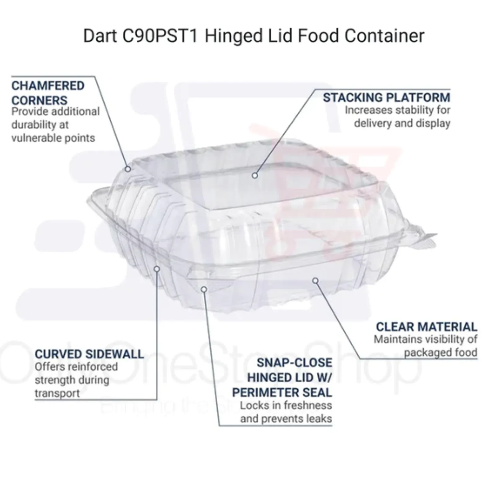 *WHOLESALE* DART Model # C90PST1| ClearSeal Hinged Lid Container | 250 ct/case