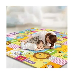 XPE Foam Animal Theme Baby Play Mat, Reversible Play Mats for Crawling Babies, Baby Play Mat, Crawling Mat, Anti-Slip Floor Mat for Babies, Foldable Floor Mat for Toddlers